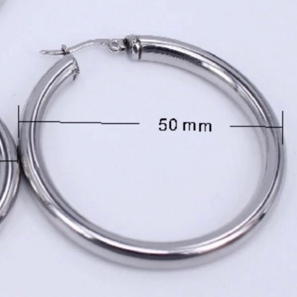 18K white gold plated hoop earrings - Picture 4 of 4